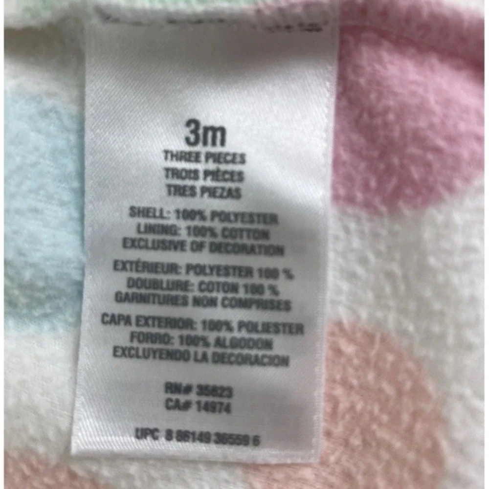 Carter's Fleece Zip Up Hoodies Kids 3M Multicolor Polka Dot Peach White 2 Pack
